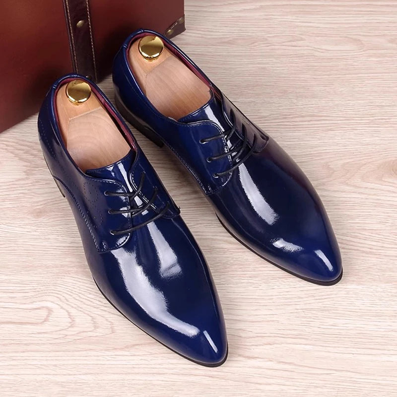 Men's Dress Shoes Patent Leather Business Shoes Pointed Toe Zapatos Hombre Oxfords Shoes For Men Sapatos Social Masculino