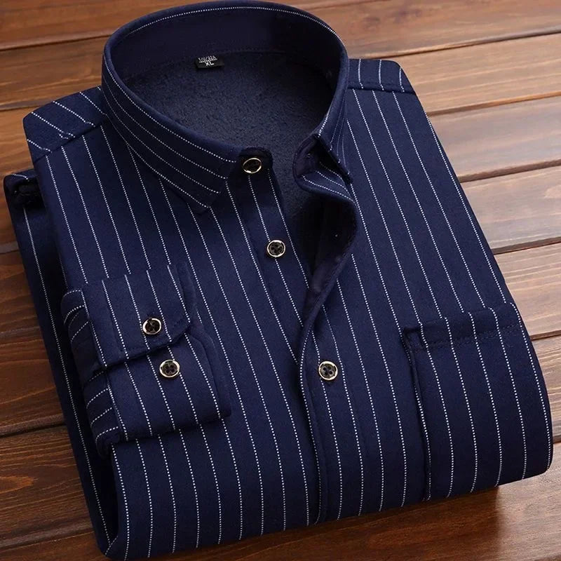 New Design Autumn Winter Warm Plaid Shirts for Men Evening Business Office High Quality Men's Winter Clothing Fashion Tops 2026