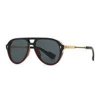 New European and American Men's Aviator Glasses Retro Double-Brorgon Square Frame Sunglasses Cross-Border Spot Wholesale