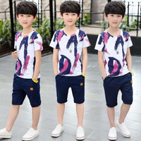 Boys Clothing Sets Summer 2019 Cotton Teenage Kids Boys Suit For 4 6 8 10 12 14 Years Children Short Sleeve Shirt Shorts Set