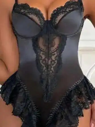 Purple Exotic Apparel Lace Sexy Lingerie Women Hollow Jumpsuits Splice Bodysuit Adult Shaper Onesie Couple Sex Game Clothes DO8S