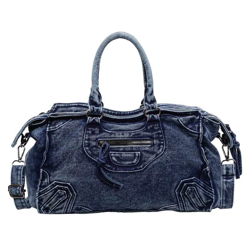 Large Capacity Women Denim Handbags Tote Bags High Quality Ladies Solid Shoulder Messenger Bags Casual Female Big Crossbody Bags