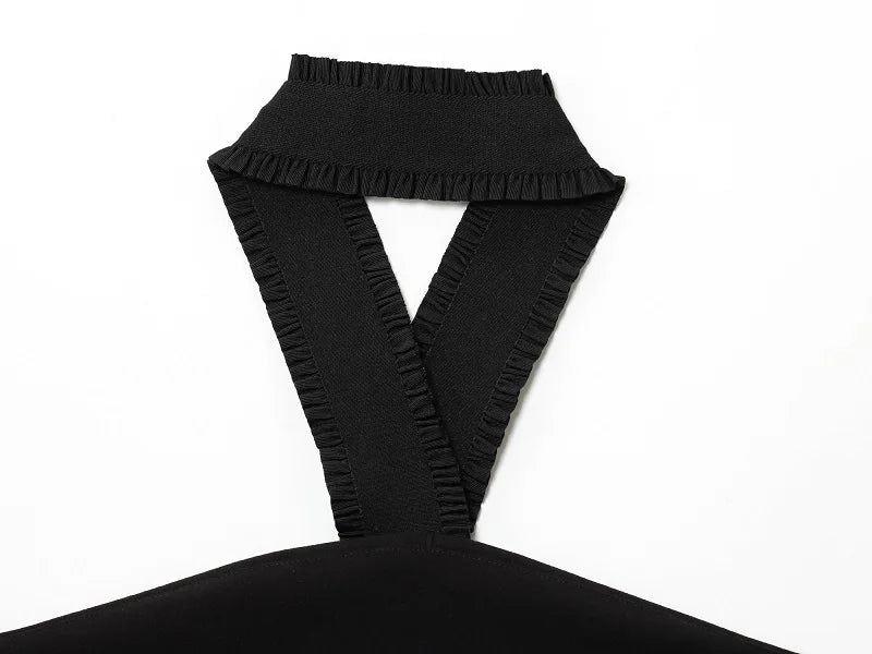 MUJER Black Flare Pants Sets for Women 2 Pieces High Waist Trousers Suits Woman Outfit off Shoulder Halter Top Female Lady Sets