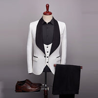 2022 New Men&#39;s Casual Boutique Business Big Black Collar Suit