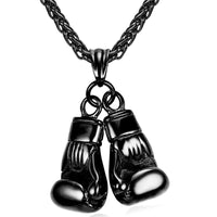 U7  Boxing Necklace for Man 24&quot; Wheat Link Chain Gloves Stainless Steel Sport GYM Fitness Fighting Pendant Sporty Punk Jewelry