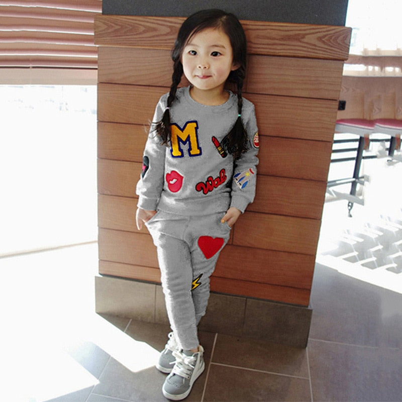 2PCS Girls Outfits Baby Girl Clothes for Kids Clothing Toddler Children's Jogging Cartoon Casual Sports Suit Children Kids Suits