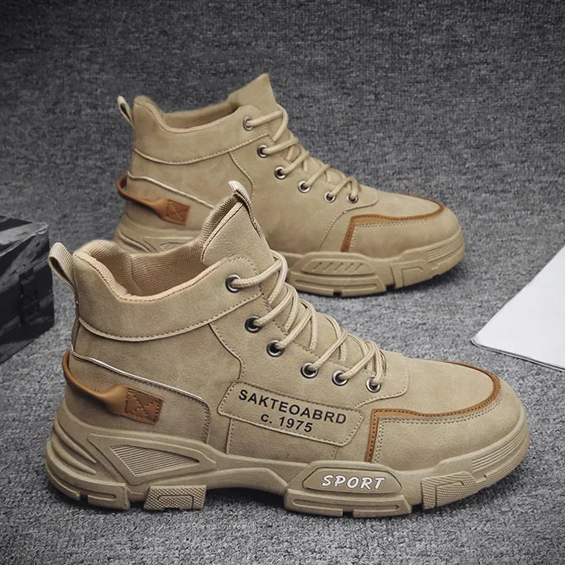 Shoes Man High Top Boots Comfort Botas Outdoor Fashion Desert Shoes Men's Platform Work Boot Wear-resistant Hiking Boot