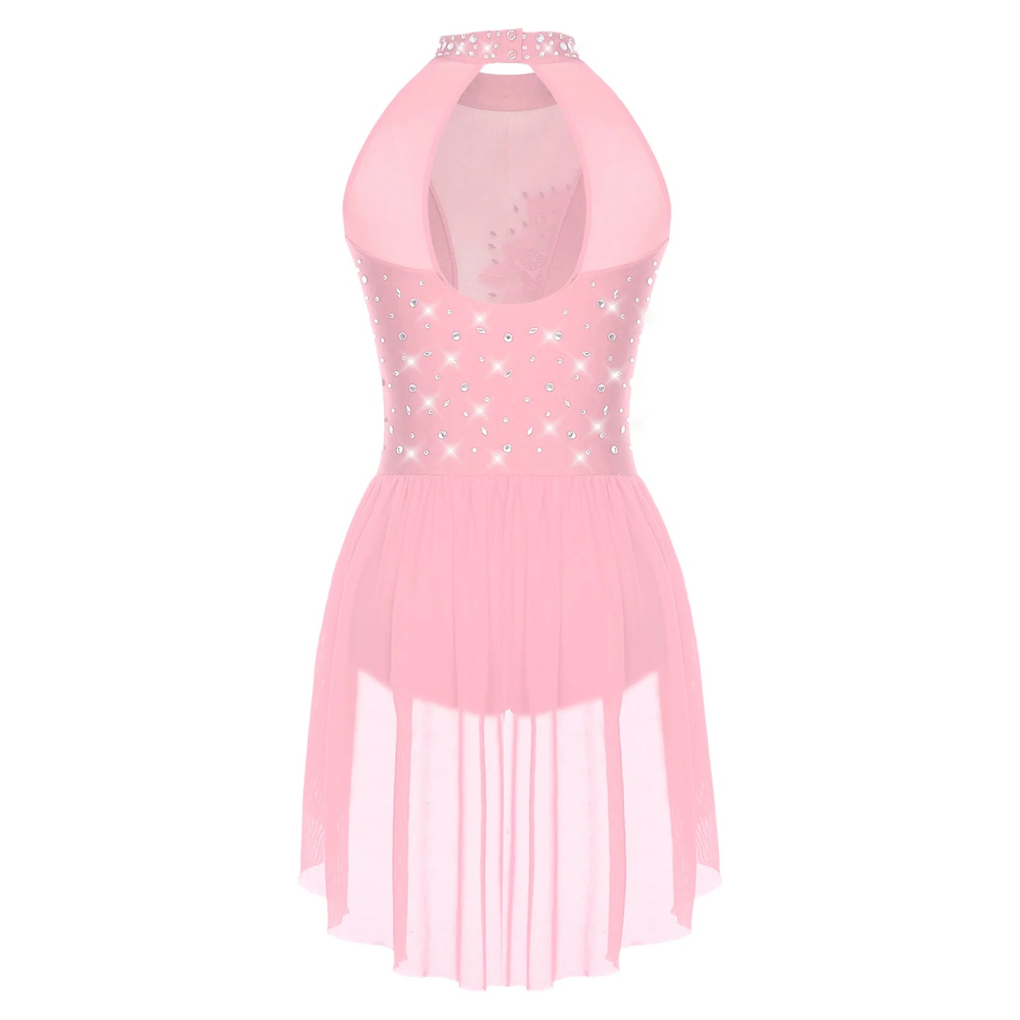 Women Latin Cha-cha Dance Performance Costumes Rhinestone Applique Sleeveless Leotard Skating Ballet Samba Rumba Tango Dancewear