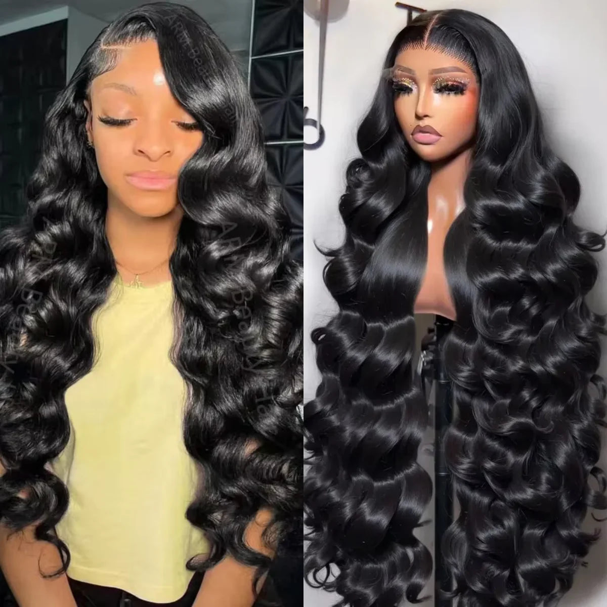 13x6 13x4 Body Wave Human Hair Frontal Wigs 40 Inch Hd Transparent Lace Front Wig Black Women 210 Density Pre Plucked Lace Wigs