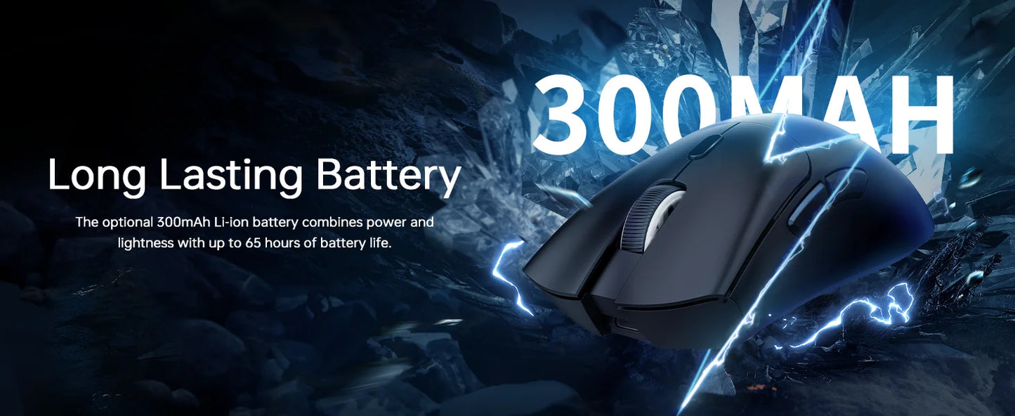 MAMBASNAKE x ATTACK SHARK R1 59g SUPERLIGHT Mouse, PixArt PAW3311 Gaming Sensor, BT/2.4G Wireless/Wired Gaming Mouse