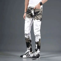 Jeans for Men Trousers White Skinny Slim Fit Man Cowboy Pants Tight Pipe Designer Stacked Japanese Street Style Aesthetic Goth