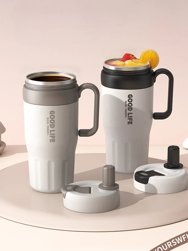 304 Stainless Steel Insulated Water Bottle 620/720ml Car Ice Cup Thermos Straw Cup Coffee Tumbler Cold and Hot Vacuumm Cup