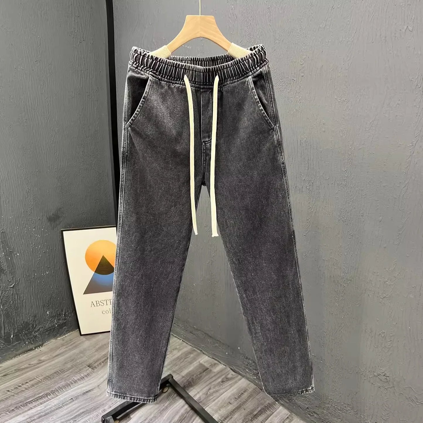 Men's Casual Loose Straight Leg Jeans Thin Wear Resistant Spring Autumn Vintage Workwear Trousers Comfortable Denim Pants