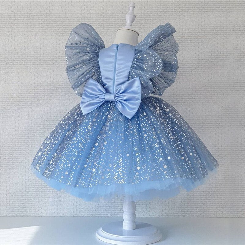 Princess Dress Girls Sequin Tutu Lace Mesh Birthday Prom Toddler Baby Kids Elegant Wedding Party Clothes Children Baptism Gown