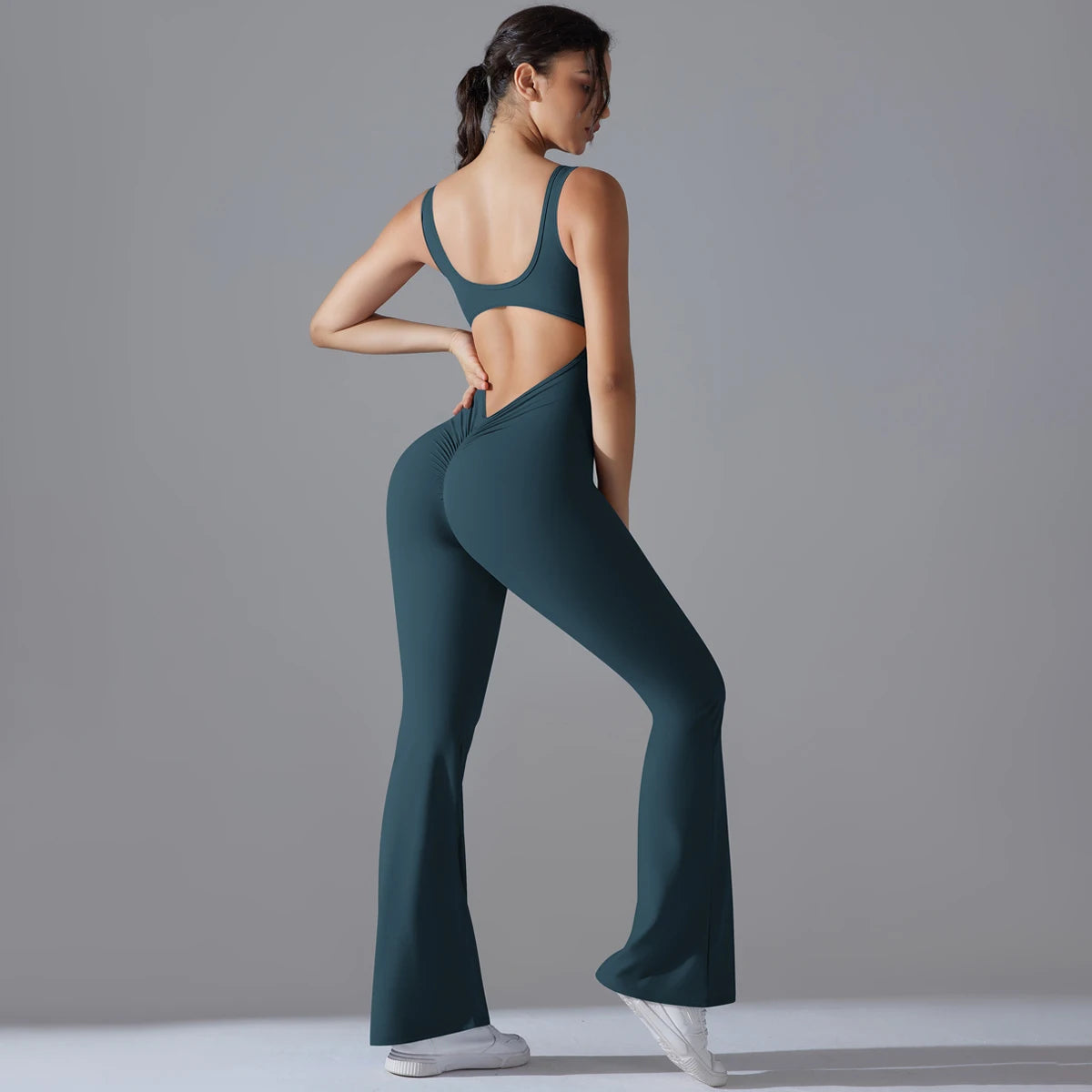 Sexy Back V Jumpsuit Gym Set Women Training Yoga Suit Sportswear Women Sports Jumpsuit Fitness Rompers Stretch Workout Bodysuits