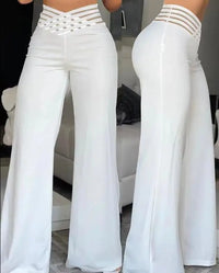 2025 Summer Women Flared Pants High Waist Casual Slimming Wide Leg Pants Elegant Office Solid Long Trousers 2025 Female Clothing