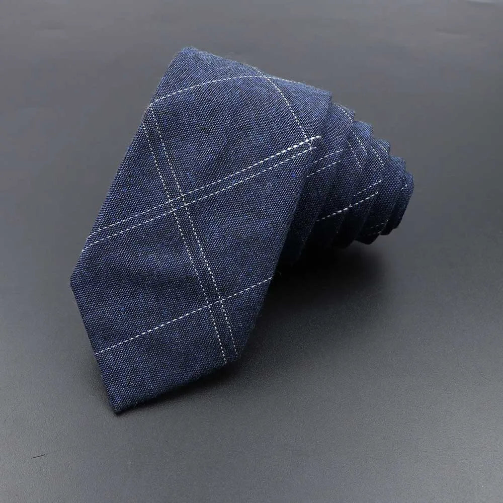 High Quality Plaid Striped Cotton Handmade Tie Men Necktie Narrow Collar Slim Casual Ties Business Party Suit Accessories Gift