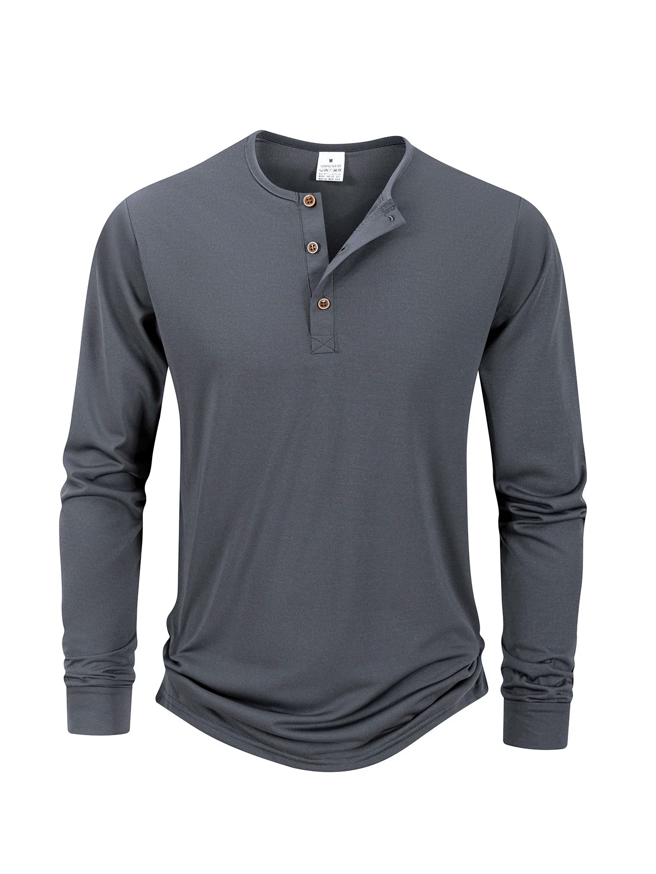Men's T Shirt Autumn Button Long Sleeve Henley Neck T-Shirt Solid Color Casual Breathable Versatile Tops Fashion Slim T-Shirts