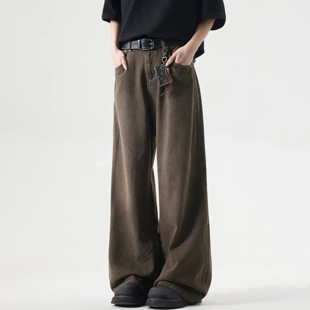 Mens Long Pants Washed Dyed Jeans Autumn Casual Hawaiian Daily Wear-Resistant American Style Pants Men's Clothing Unisex 2024