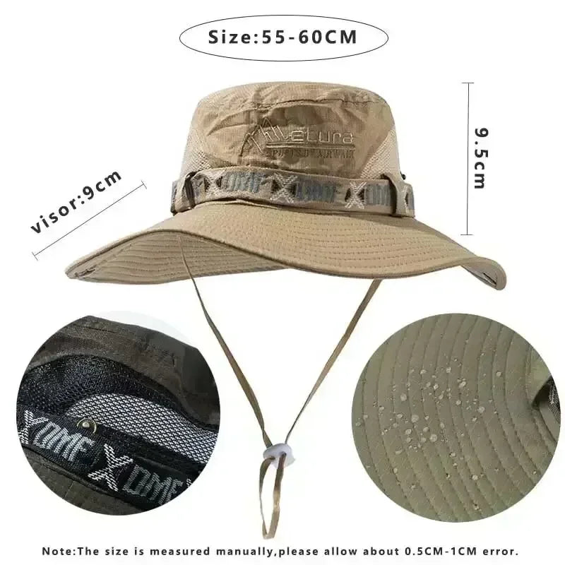 New Sun Hats for Men Outdoor Fishing Cap Wide Brim Anti-UV Protection Women Bucket Hat Summer Hiking Fisherman Caps