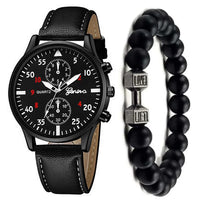 2/1pcs Men Sports Watches Set Man Business Quartz Wristwatch Luxury Brown Leather Bracelet Men Casual Clock Watch（no Box）gifts