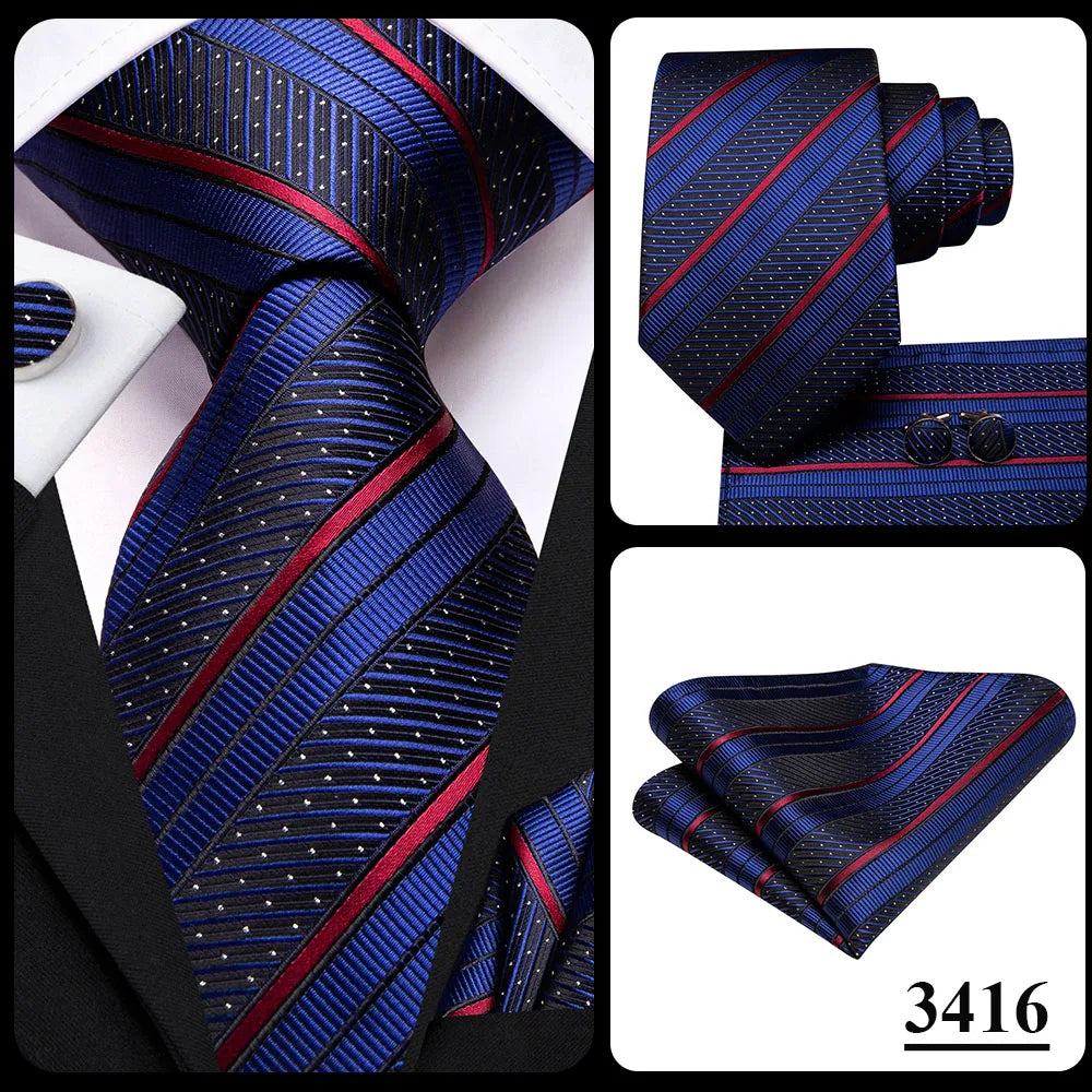 Hi-Tie Blue Business Solid 100% Silk Men's Tie NeckTie 8.5cm Ties for Men Formal Luxury Wedding High Quality Gravata