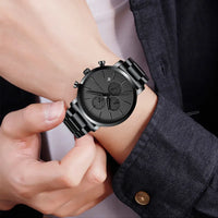 Men Watches Top Brand Fashion Multifunction Small Dial Stainless Steel Mesh Business Waterproof Wrist Watches Relogio Masculino