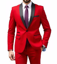 Mens Blazer Slim Fit Suit Jacket 1 Button Velvet Shawl Collar Wedding Formal Suit Jacket