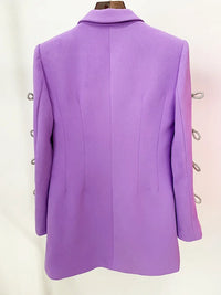 HIGH STREET Newest 2025 Designer Stylish Fashion Women's Pearls Chain Diamonds Beaded Hollow Out Bow Sleeve Blazer Dress