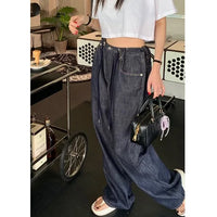 High Waist Dstring Loose Wide Leg Jeans for Women Faionable Versatile Long Pants Taller Women Spring Autumn Winter