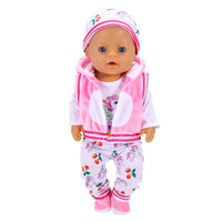 2022 New Born New Baby Fit 18 inch 43cm Doll Clothes Accessories 5-piece Rose Red Unicorn One-piece Dress For Baby Birthday Gift