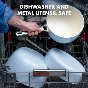 Padova Ceramic Non-Stick 10-Piece Cookware Set, Light Blue