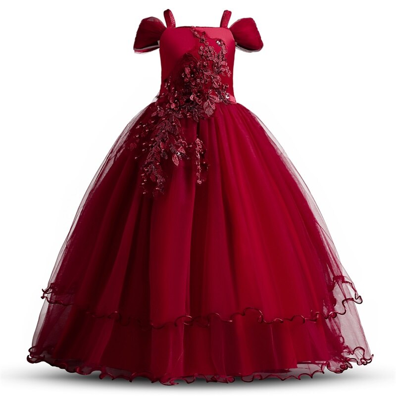 Girls Christmas Dress Formal Sleeveless Girls Party Dresses Back Hallow Out Kids Ball Gown Flower Bowknot Girl Princess Dress