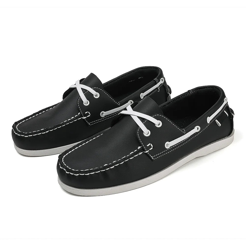 Men's Trendy Apron Toe Loafer Shoes, Slip On Comfy Non Slip For Outdoor Walking Traveling, Spring And Summer