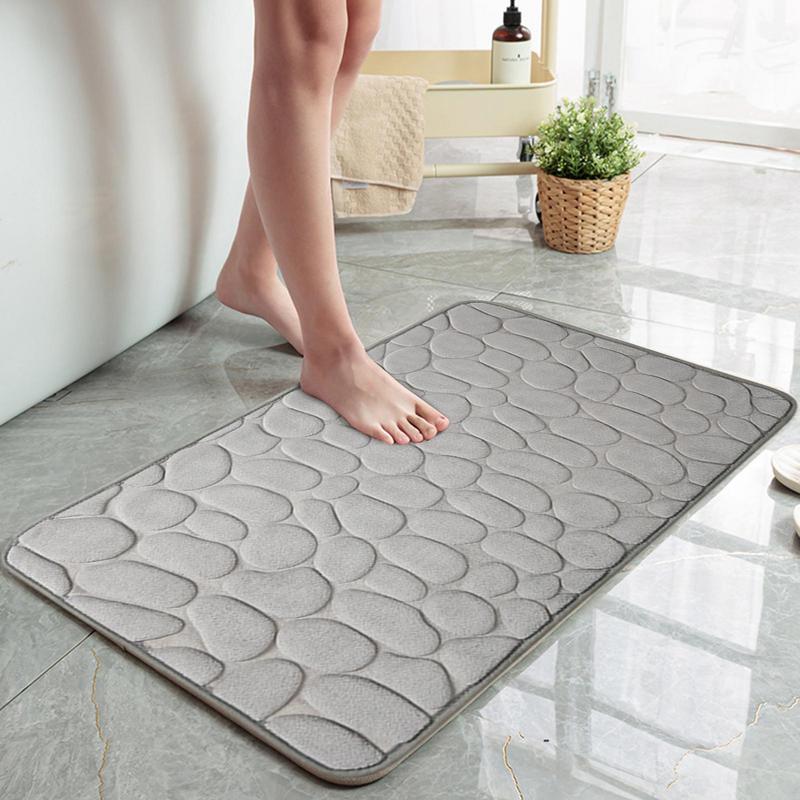 Foot Mat Coral Fleece Floor Mat Household Memory Foam Embroidered Bathroom Thickened Absorbent Floor Mat Door