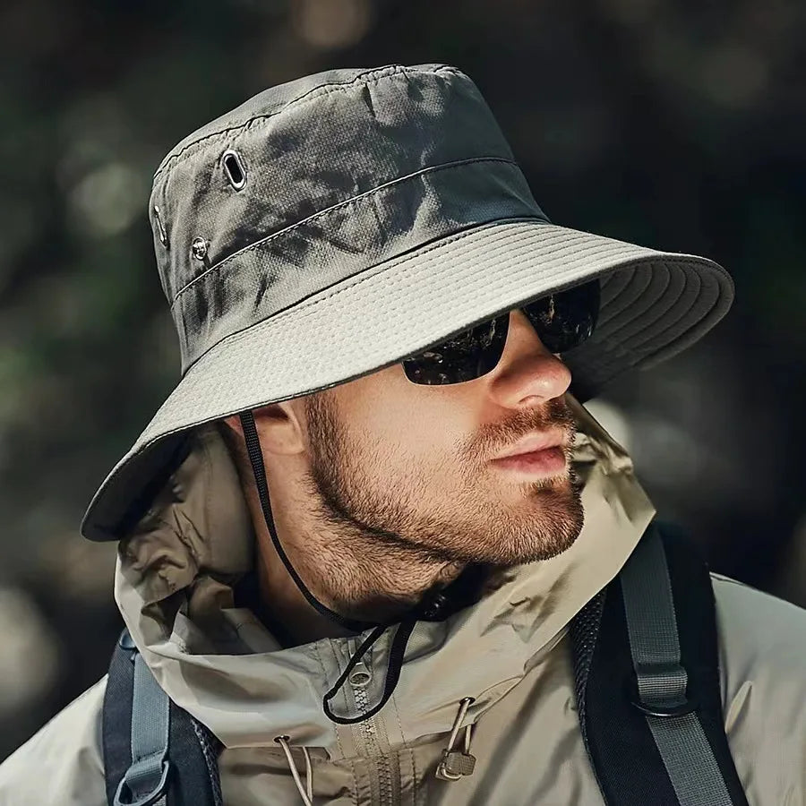 Mens Wide Brim Sun Hat Waterproof UPF50 Plus UV Protection Bucket Hat for Fishing Hiking Camping Summer Outdoor Fishing Hat