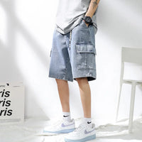 2025 New Denim Shorts for Men's Summer, Thin, Loose, Breathable, Pentagram Pants, Trendy, Versatile, Casual, Mid length, Versati