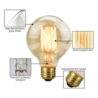 Retro Edison Bulb E27 220V 40W Light Bulb A60 ST58 ST64 T10 T45 T185 G80 G95 Filament Vintage Ampoule Incandescent Spiral Lamp