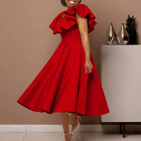 Church Dresses for Black Women African Fashion Ruffled O Neck Formal Event Party Dress Woman Elegant Evening Nice Banquet Dress