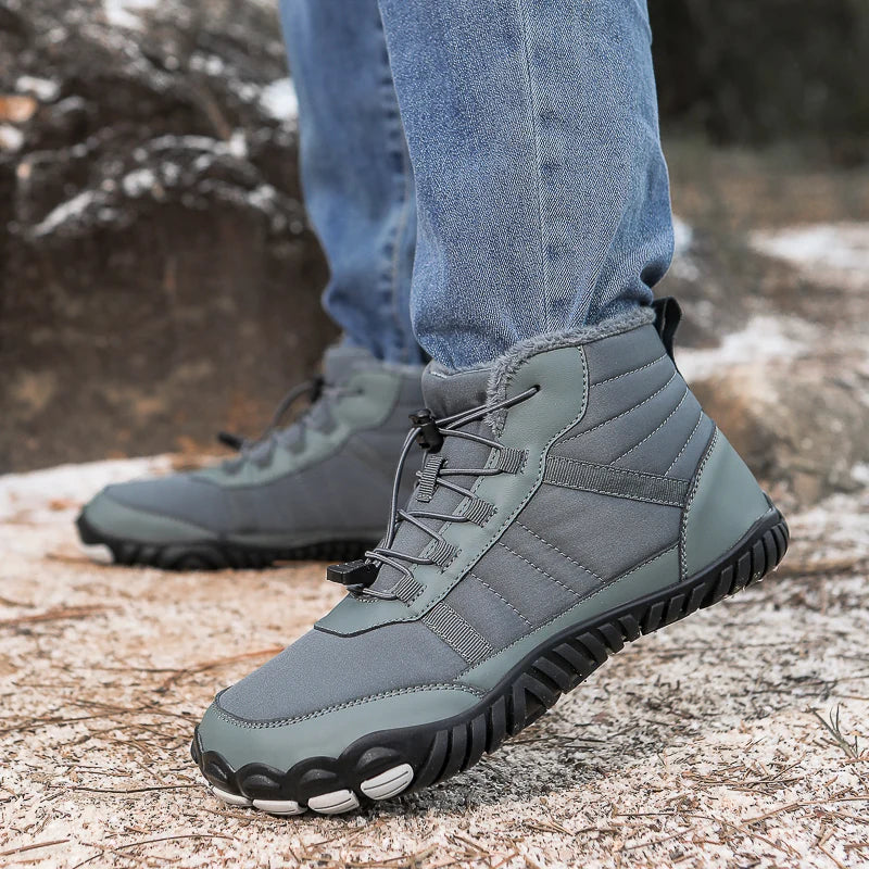Winter Men Warm Plush Snow Boots Comfortable Barefoot Ankle Boots Outdoor Non Slip Couple Travel Climbing Hiking Shoes