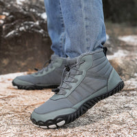 Winter Men Warm Plush Snow Boots Comfortable Barefoot Ankle Boots Outdoor Non Slip Couple Travel Climbing Hiking Shoes