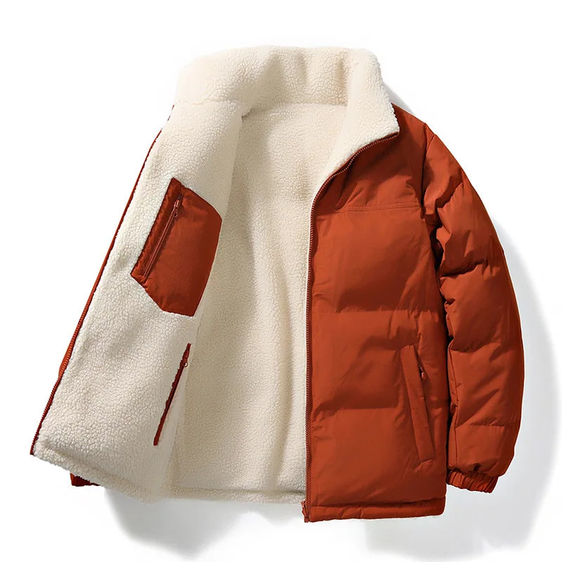 Winter Cotton Coat for Men - New Style, Lamb Hair Padded Cotton Coat, Double-sided Wear, Loose and Warm Cotton Jacket for Women