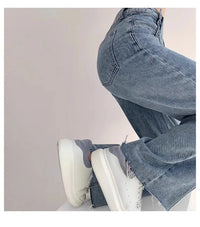 High-waisted Jeans Women's Loose-fit Straight-leg Trousers Draped Wide-leg Denim Pants