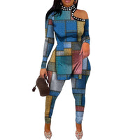 Sexy 2 Piece Sets Women Dashiki African Clothes Spring Summer Pants Suit