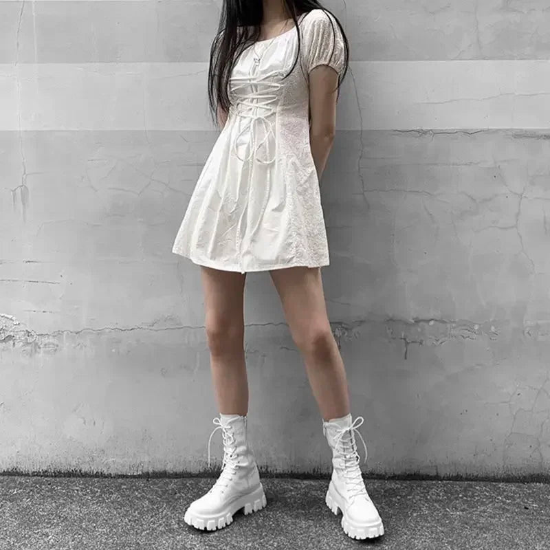 Boots Women New Mid Calf Autumn Winter Fashion Lace-up Ladies Chelsea Zipper Botas Mujer Boots Sports Platform Heel Ladies Shoes