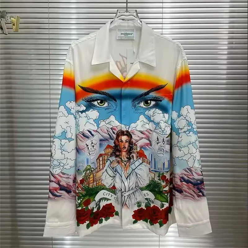 2025 men's printed T-shirt, men's and women's long sleeved shirt, 100% polyester fiber, fashionable and comfortable casual men's