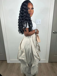 Summer Fashion 2025 Women Ruffle Print Cargo Pants Casual New Female Streetwear Joggers Elastic High Waist Loose Latern Trousers