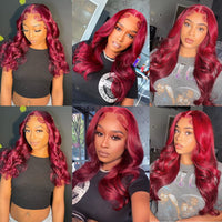 99J Burgundy Red Wig Synthetic Lace Wigs For Women Body Wave Glueless Pre Plucked Hairline Wig With Baby Hair Women Wigs