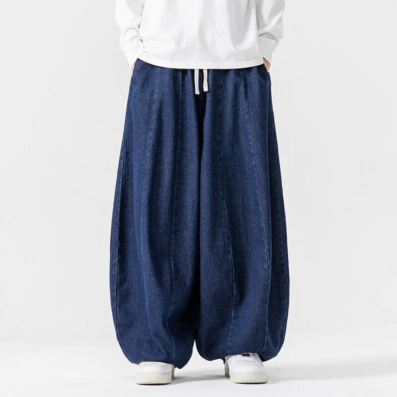 Men's Wide Leg Jeans Fashion Loose Hip Hop Denim Pants Male Solid Streetwear Vintage Straight Japanese Styles Wide Leg Pants Man
