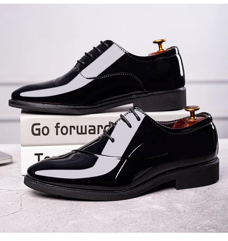 Italian Oxford Shoes for Men Luxury Patent Leather Wedding Shoes Pointed Toe Dress Shoes Classic  Plus Size 38-48
